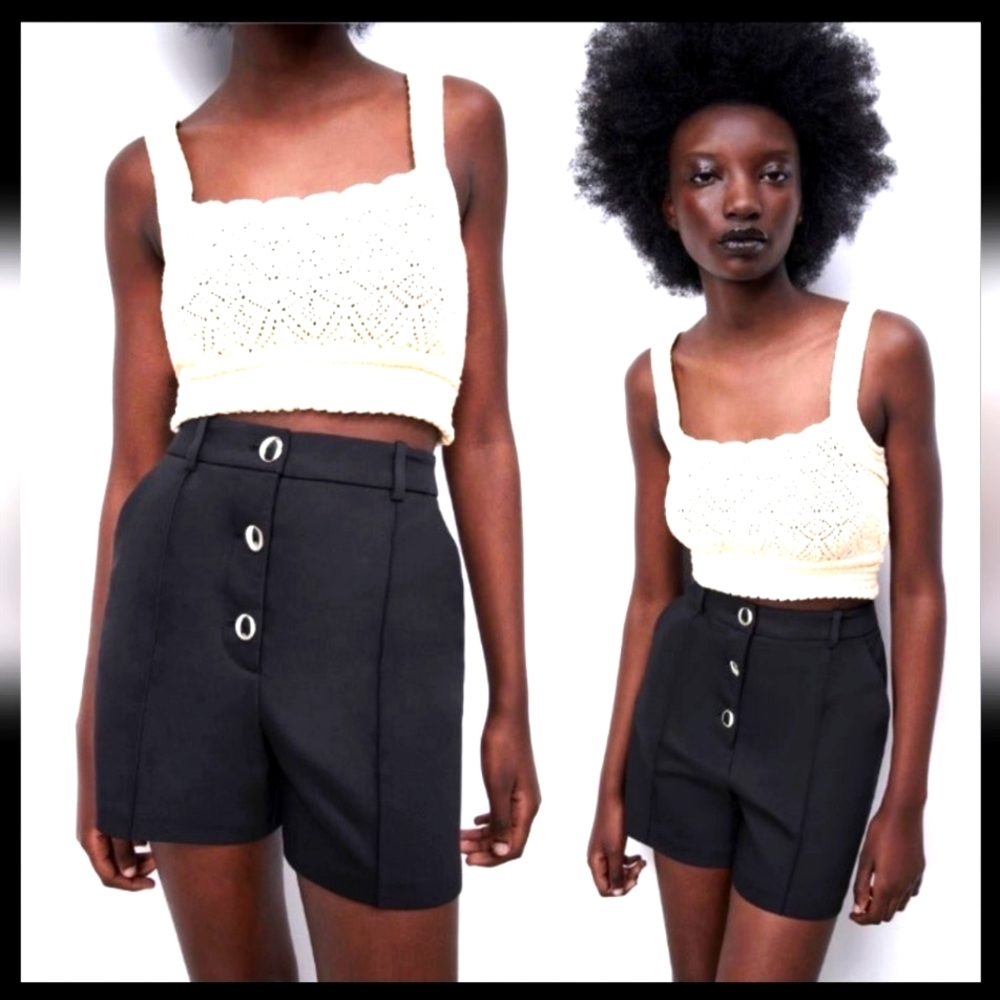 Women's Zara Black Shorts Medium - Picture 1 of 6